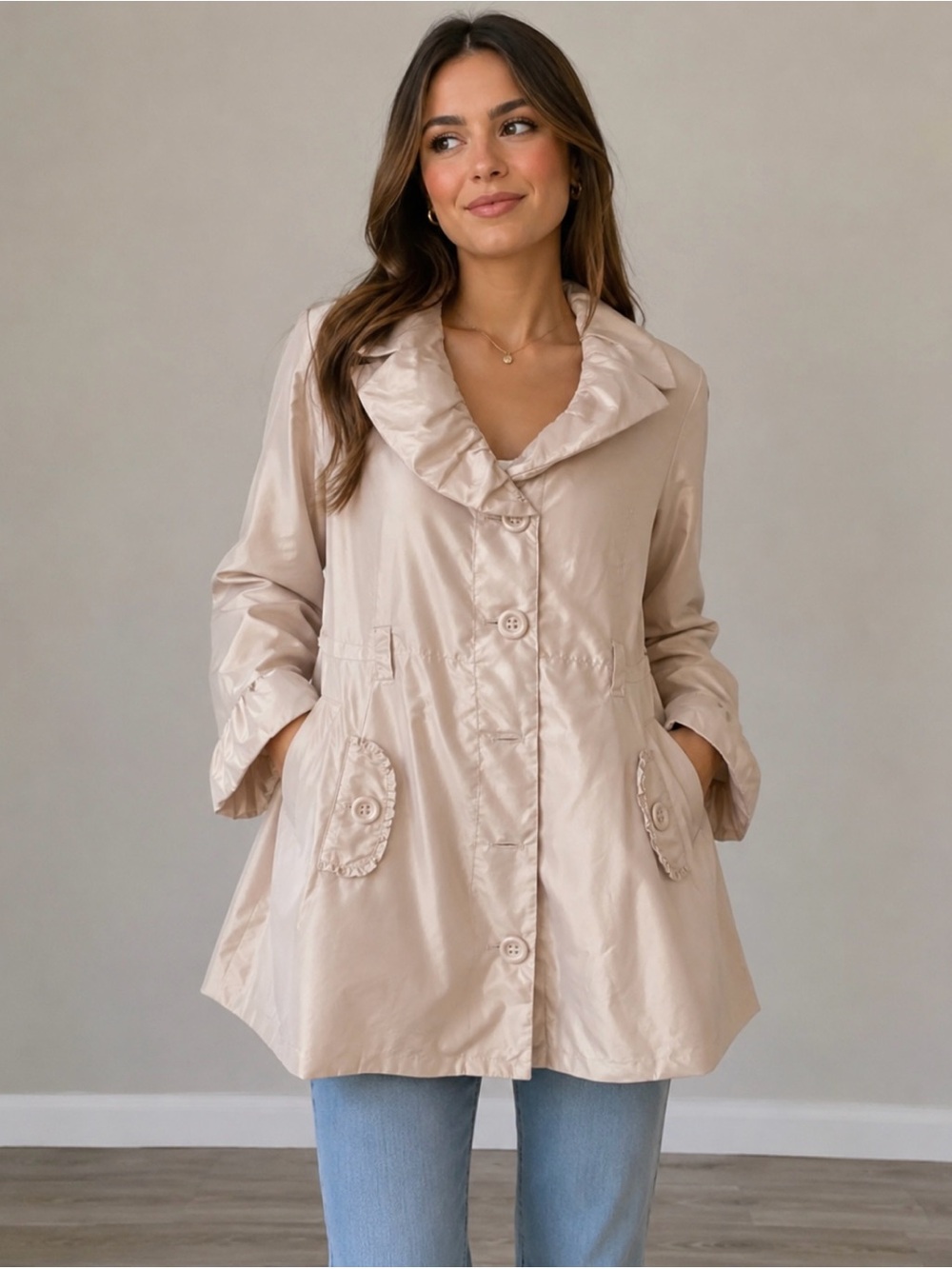 Mandee Elegant Cream Women's Jacket, Sz L